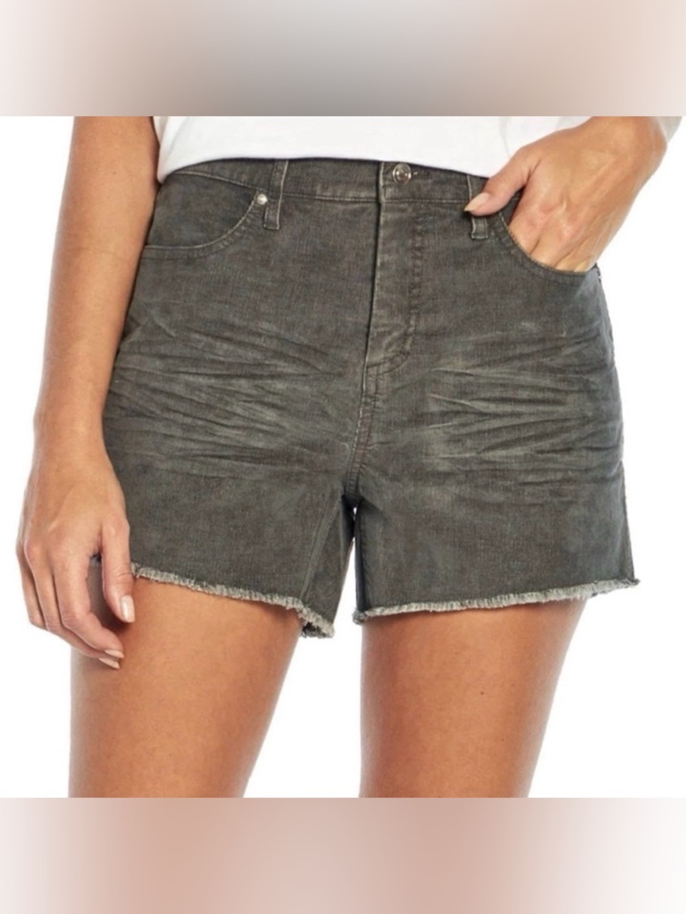 NWT Gap Corduroy Short with Frayed  Edge Hem in Charcoal Grey